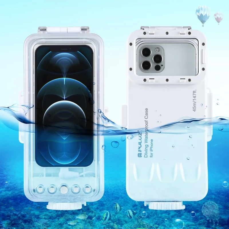 PULUZ 45m/147ft Waterproof Diving Housing Cover Case  for iPhone 12 Series iPhone 11 Series iPhone X Series，iPhone 8 & 7 & 6S