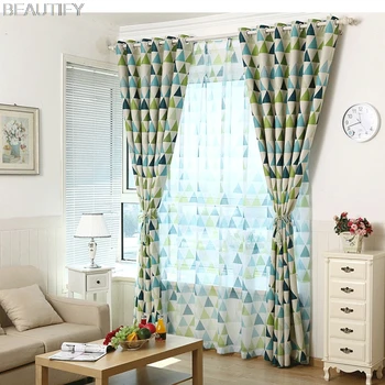 

Full Blackout Curtain Fabric Triangle Black Silk Curtain Living Room Bedroom Balcony Dormitory Shade Curtain French Window Rope
