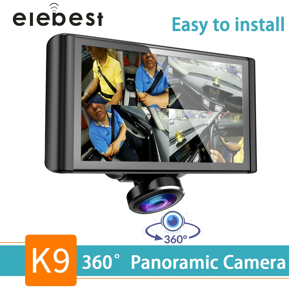 Dash cam 360 градусов Рыбий глаз объектив Автомобильный видеорегистратор Камера HD 1080 P видео рекордер 5 дюймов ЖК ips сенсорный экран циклическая запись легкая установка
