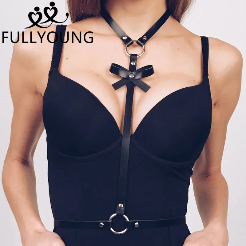 Fullyoung, модный готический женский кожаный ремень, сексуальный пояс на грудь, пояс на талию, панк, сексуальный бюстгальтер для тела, бандаж из искусственной кожи, подвязки