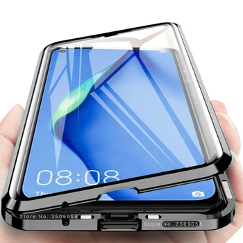 

for huawei p40 lite case full body magnetic flip cover on for huawei p 40 lite light 2020 6.4'' double side tempered glass cases