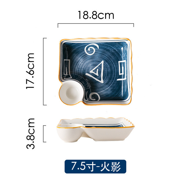 Inch Japanese Ceramic Sushi Restaurant Plates Tableware with Seasoning Dish Dumpling Dessert Dishes Dining Table Dinnerware