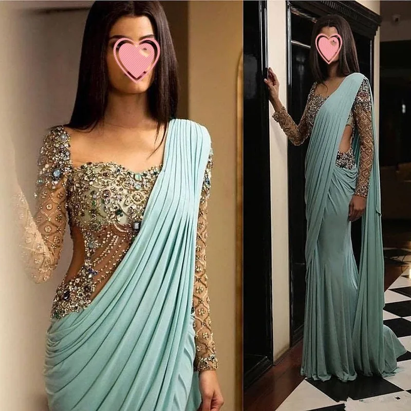 picture color Индийский стиль вечерние платья Длинные Вечерние Платья Vestidos De Festa шифоновые вечерние платья вечернее платье с аппликацией на заказ - Цвет: picture color