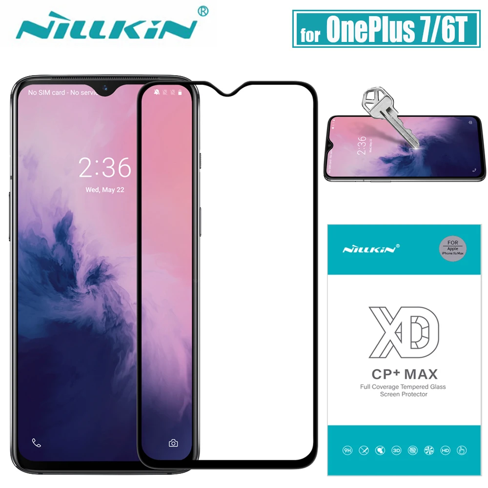 Oneplus 7/6T Glass Screen Protector Nillkin XD CP+MAX Full Cover Safety Tempered Glass for One Plus 7 6T Protective Glass Nilkin