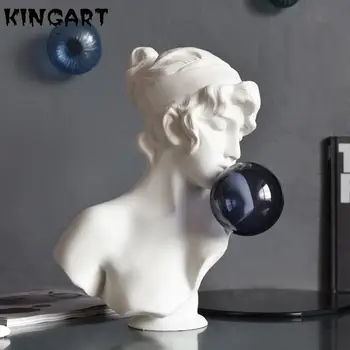 

Nordic Blowing Bubbles Girl Art Sculpture Decorations Greek Venus Figurine Resin Crafts Home Decoration Art Sculpture KA646