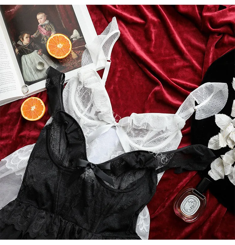 Сексуальное женское белье, пижамы, газовая ночная рубашка+ трусики, пижамный комплект, французское Ретро ночное белье, Прозрачное нижнее белье