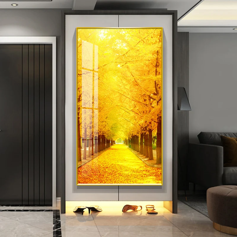 Modern Abstract Golden Rich Tree Decoration Painting White Birch Canvas Posters and Prints for Living Room Porch Decor Cuadros