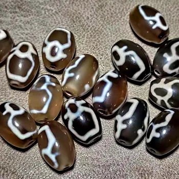 

2pcs/lot Coffee Agate beads White line DZI 10*14mm God of wealth Totem pattern men&women jewelry DIY Free Shipping
