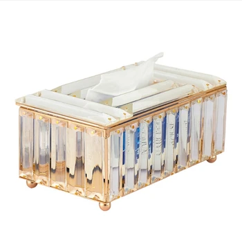 

Rectangular Crystal Tissue Box Tissue Holder for Home Bathroom Living Dining Roo