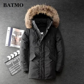 

BATMO 2019 new arrival high quality white duck down hooded jackets men,men's raccoon fur collars down jackets ,281
