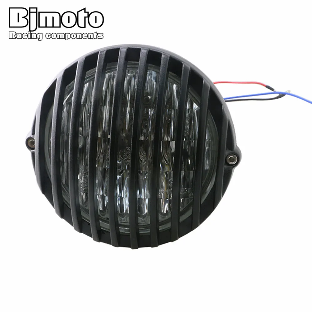  BJMOTO Balck 4-7/8'' LED Motorcycle Headlight Fog Light Headlamp Farol For Harley Cafe Racer Choppe - 32863020876