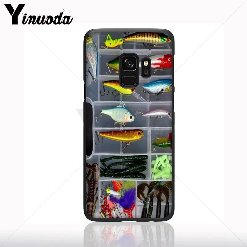 Ikan Melompat Keluar dari Air Kayu Kotak Peralatan Memancing Memancing Lembut Ponsel Case untuk Galaxy S10 S9 S8plus S10e a50 A70 A10 Ponsel