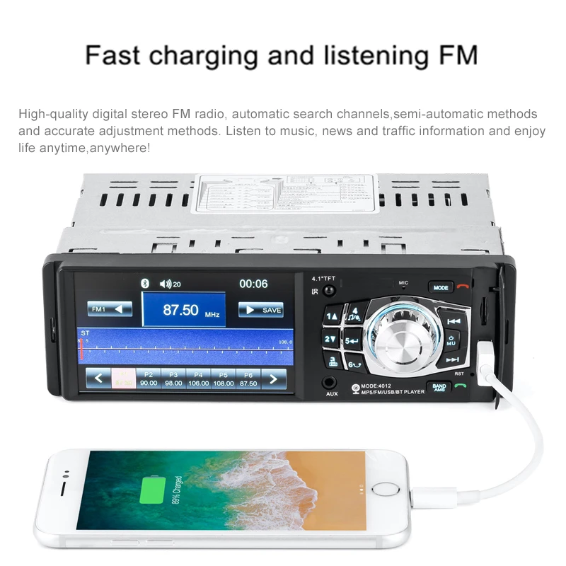 Автомагнитола LTBFM 4 1 дюйма Din 4012B аудио стерео mp3 плеер USB AUX FM Bluetooth станция камера
