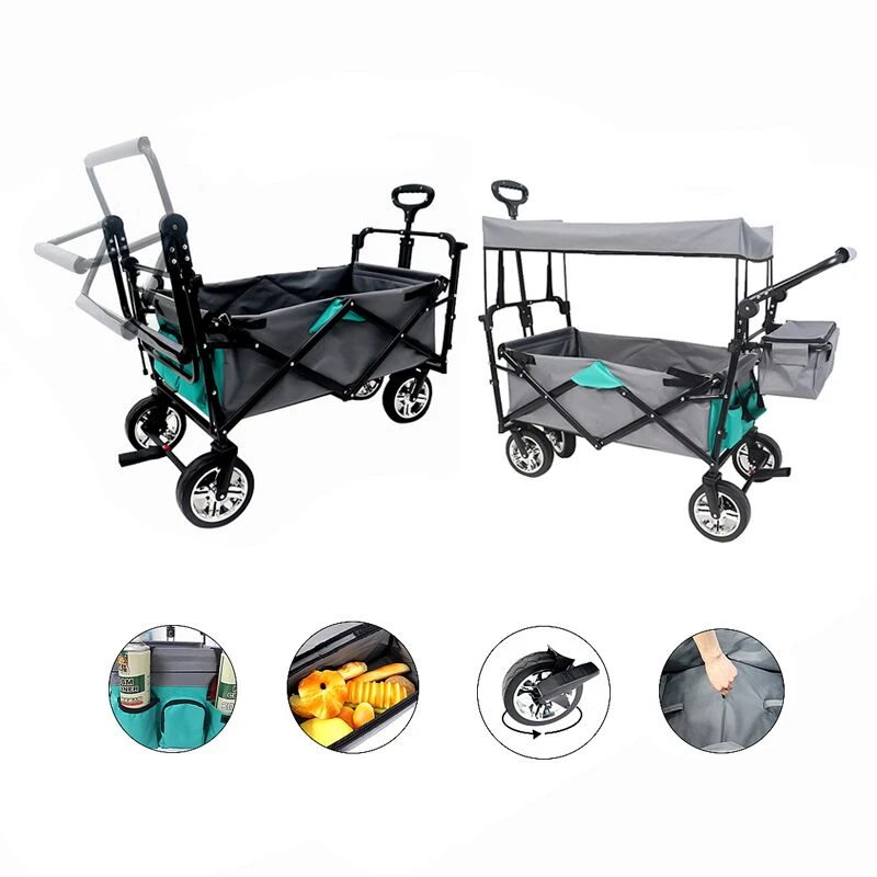Heavy Duty Collapsible Fold Utility Wagon Quad Compact Outdoor Garden Camp Cart