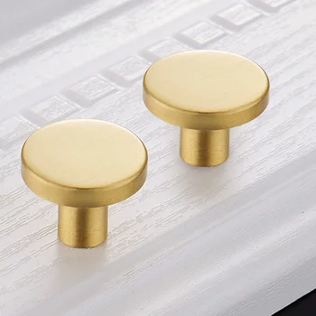 Modern Brass Gold Cabinet Knobs and Handles Round Drawer Knobs Kitchen Handles Cabinet Pulls Solid Brass Furniture Knob