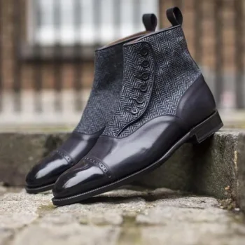 

Men's Retro Multiple Buckle Retro Ankle Boots-Black Friday Brogue Shoes Spring Vintage Classic Male Casual YK454