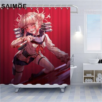 

SAIMOE 3D Cartoon Anime Shower Curtains Sexy Female Warrior Bathroom Shower Curtain My Hero Academia Waterproof Bathroom Curtain