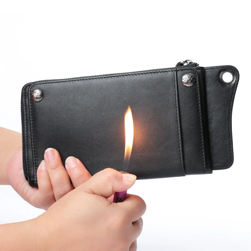 

Wallet Men's Long Genuine Leather Wallet Full-grain Leather Men Zipper Handbag Soft Leather Card Bit More Wallet