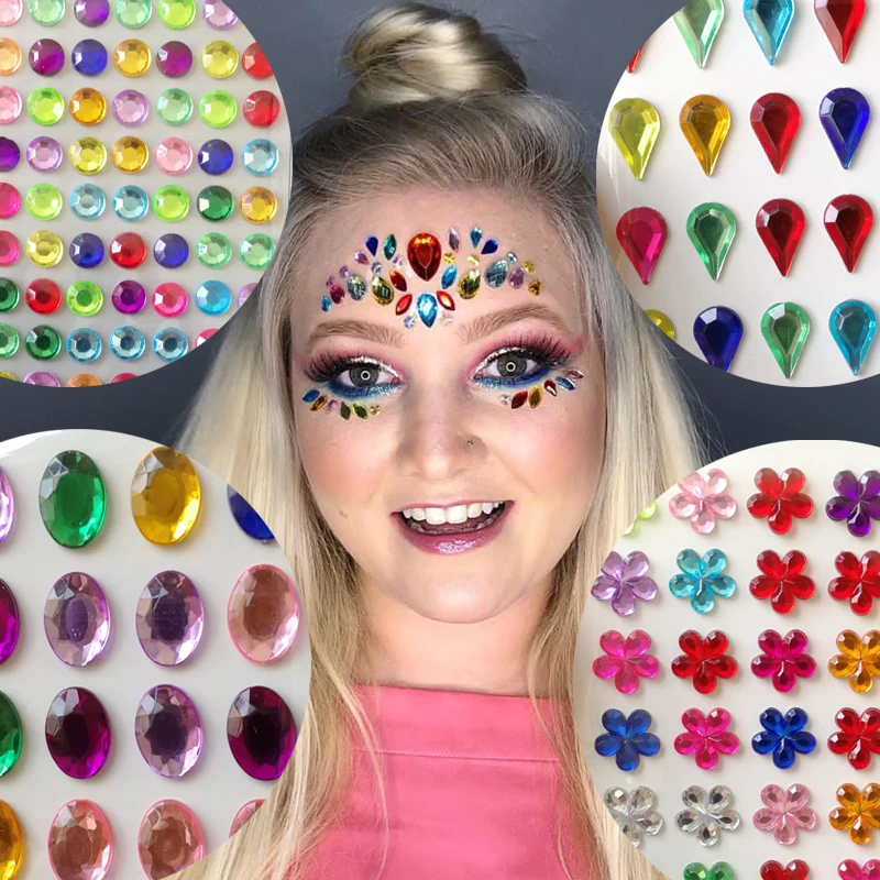 Fashion Cosplay Tattoo Face Eyes Crystal Diamond Glitter Eyeshadow Sticker Rave FESTIVAL Makeup Body Art Accessories | Красота и