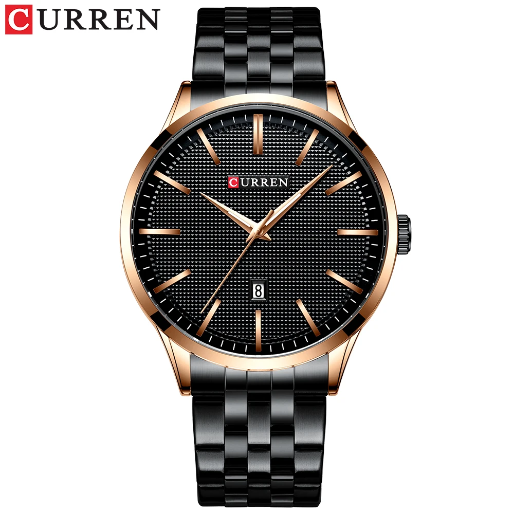 rose black Новые Curren Мужские часы Лидирующий бренд часы модные спортивные наручные часы с авто датой нержавеющая сталь Часы мужские повседневные Стиль Reloj - Цвет: rose black