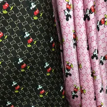 Стрейч-сатиновая ткань с принтом Микки, одежда с буквенным принтом tissus, сделай сам, лоскутное шитье, материал для женского платья