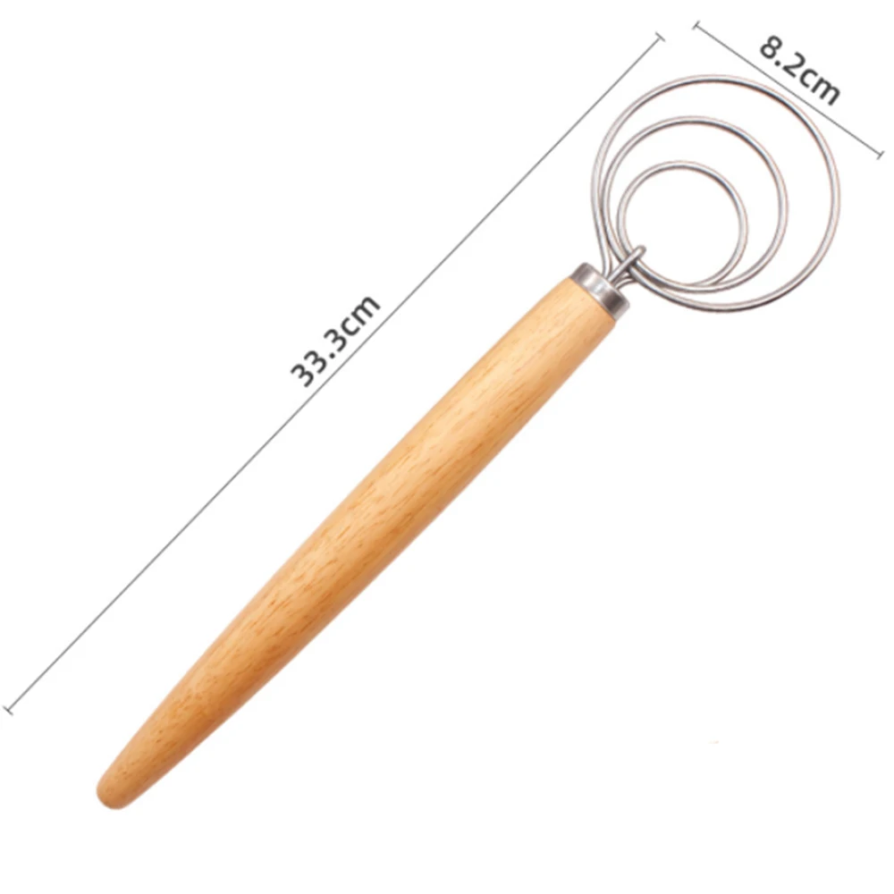 Coil Egg Beater Bread Tools Bake Accessories Manual Stainless Steel Wooden Handle Agitator Dough Whisk Gadget Flour Mixer | Дом и сад