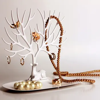 

1PC Deer Jewelry Earrings Necklace Chain Brecelet Stand Fashion Decoration Container Display Deer Stand Tray Tree Storage
