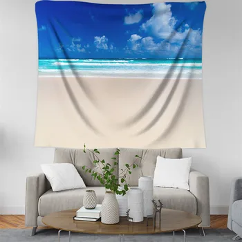 

Waves Beach Scenery Tapestry Big Art Print Tapestry Psychedelic Wall-mounted Beach Towel Polyester Fiber Thin Yoga