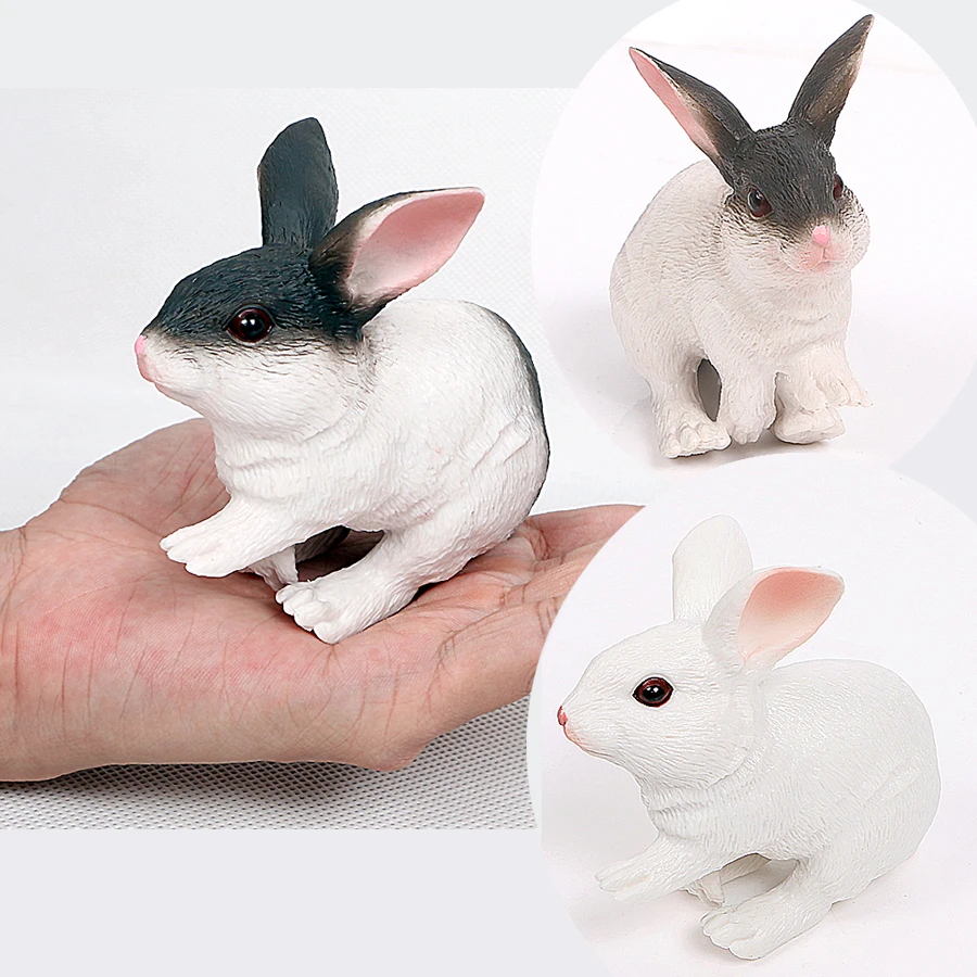 

Simulation Big Rabbit animal models toys figurine with Grey White Colors Farm Animal Model home decoration decor Gift