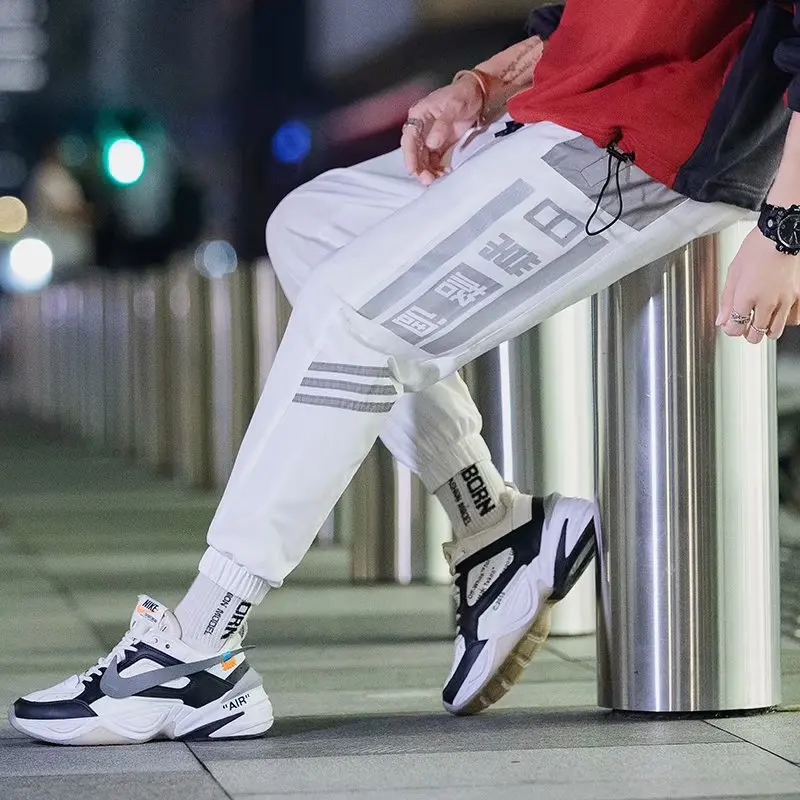 

Hong Kong Style Casual Pants Stripes Webbing Athletic Pants Men's 2019 New Style Japanese-style Trend Loose Straight Casual Pant