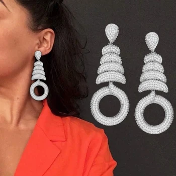 

GODKI Luxury African Party Dangle Earring For Women Wedding Shinning Cubic Zirconia Crystal DUBAI Bridal Earring Jewelry 2020