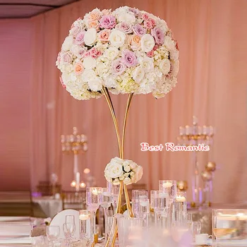 

10PCS/lot party supplies Flower Pillar Gold Metal Flower Stand Beautiful Shape Frame for Wedding Party Event Decoration