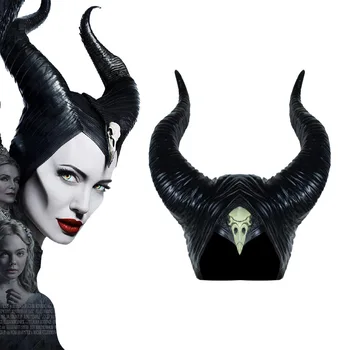 

Halloween Maleficent Headgear Cosply Party Black Queen Hat Evil Witch Mask Sleeping Beauty Party Accessories