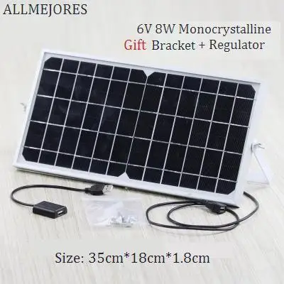 8W 6V Monocristallino Soalr Pannello 1.4A Di Buona Qualità Modulo Fotovoltaico Con Staffa E Regolatore Di Tensione Shiping Libero