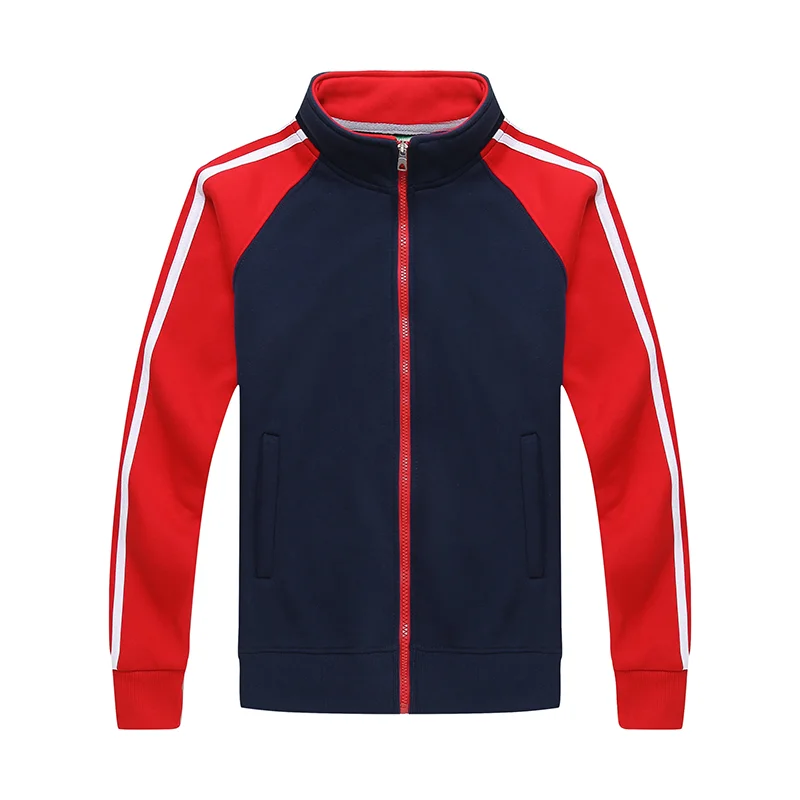 YOTEE autumn and winter thickening high quality stand collar zipper sweater jacket personal company group custom LOGO custo - Цвет: Navy blue - red