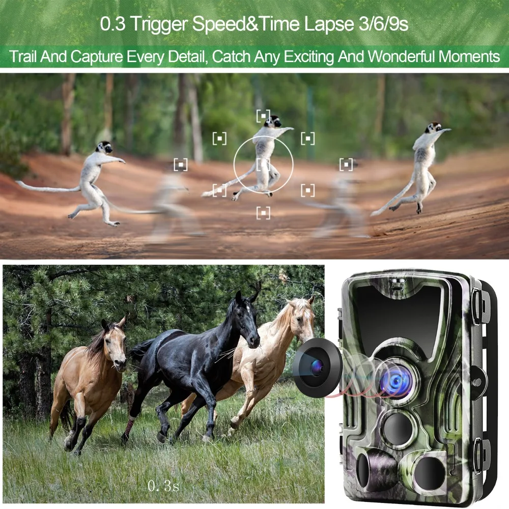 Buy Goujxcy HC801A Hunting Camera 16MP Trail Camera Night Vision forest waterproof Wildlife Camera photo traps Camera Chasse Scouts