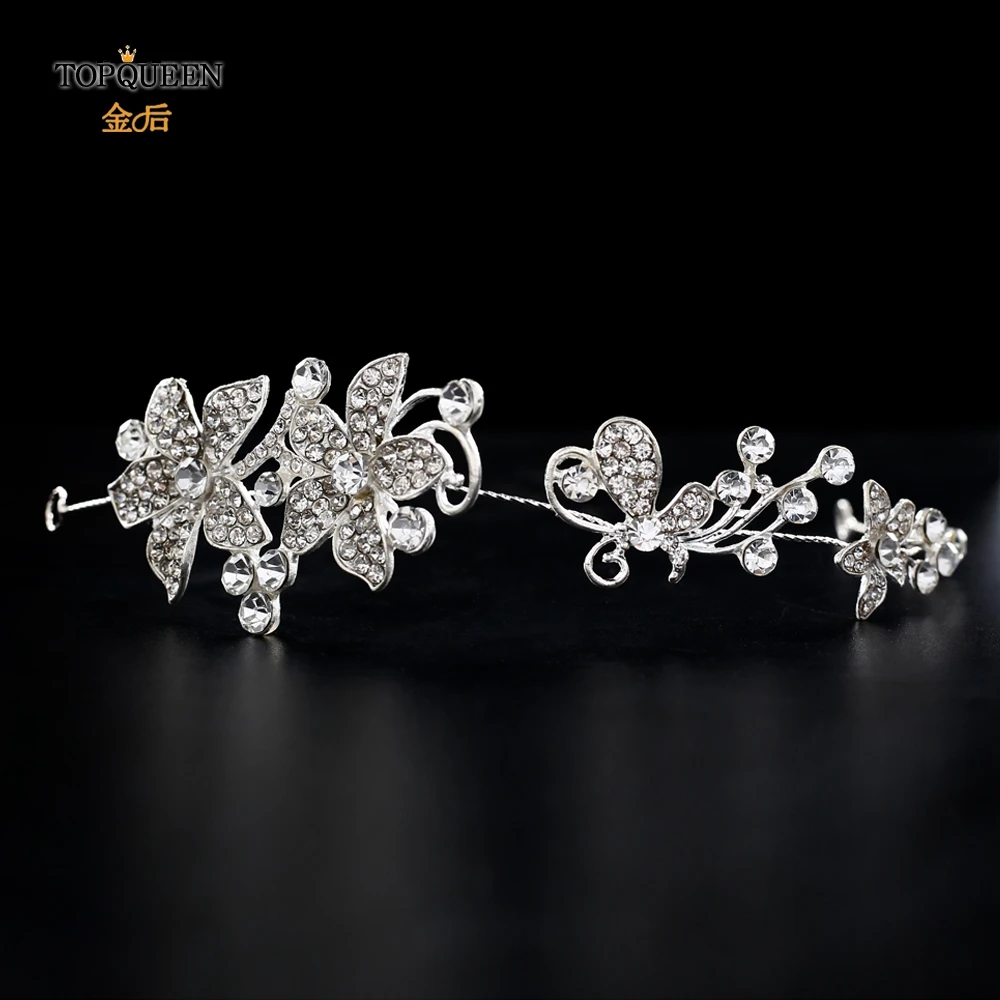TOPQUEEN SH260 Большой Хрустальный цветок пояс невесты Тонкий цветочный свадебный пояс горный хрусталь цветок свадебный пояс серебряный сплав пояс невесты