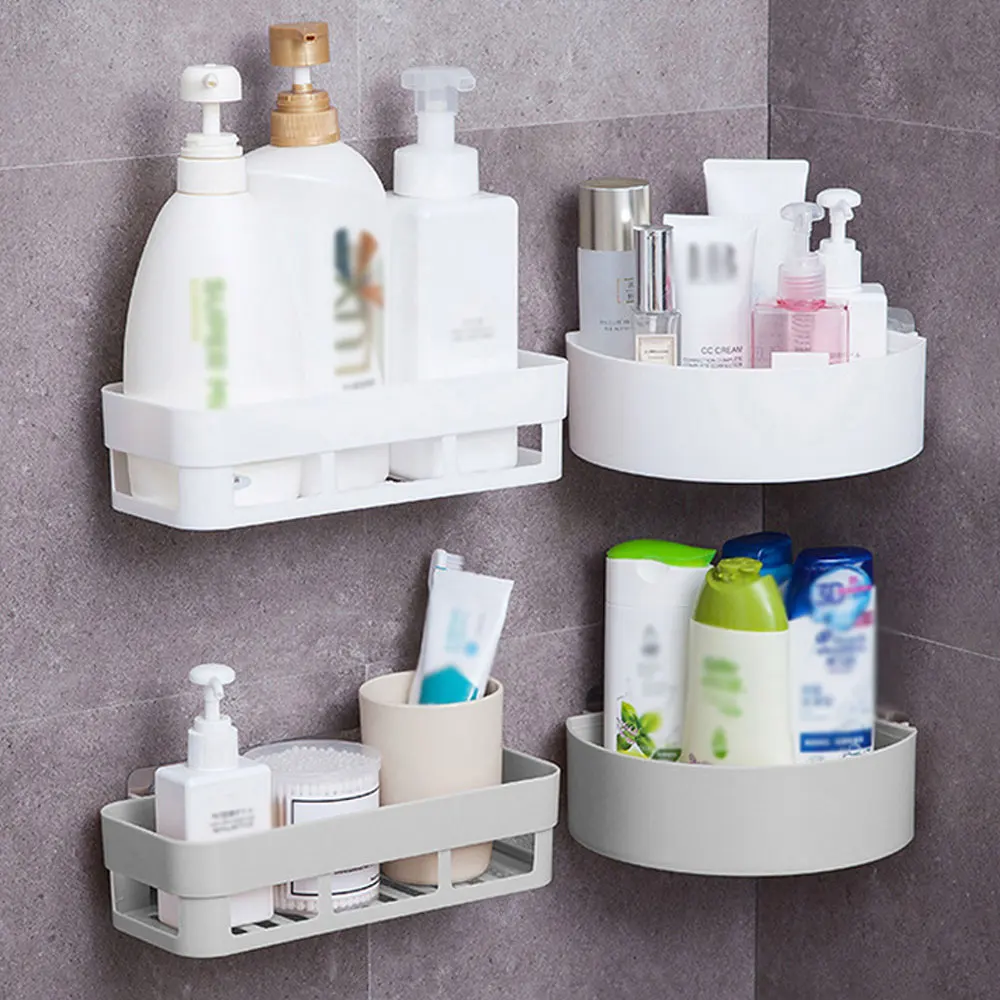 Seamless Punch-free Suction Wall Corner Shower Triangle Shelf Bathroom Shampoo Holder Kitchen Storage Rack Organize | Дом и сад