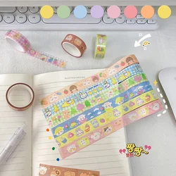 Bande de masquage Washi coloré avec des animaux de dessin animé, autocollant de scellage coréen Ins Kawaii, papeterie décorative pour bricolage, 3m 