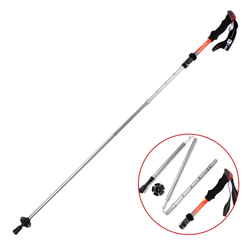 Trekking Poles Hike Walking Stick Walking Cane Fashion Foldable Aluminum Ski Camp Telescopic Baton Outdoor Hiking Poles Crutches