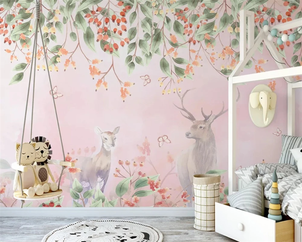 

beibehang Custom hand-painted fashion retro Nordic flower sofa TV background wallpaper 3d wall papers home decor papier peint