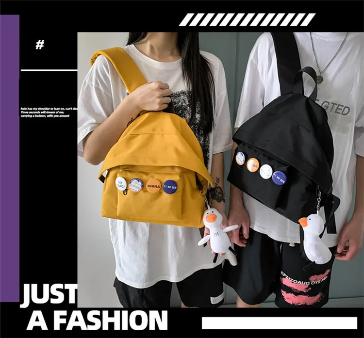 2021 Fashion Small Mini Women's Backpack for Girls School Bag Waterproof Nylon Japanese Casual Yellow Young Girl's Bag Female