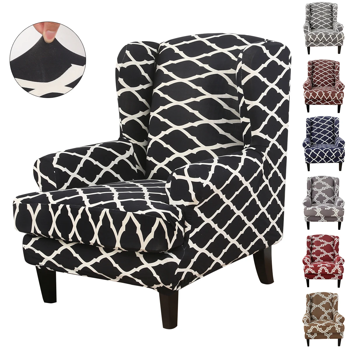 Floral Print Stretch Wing Chair Cover Modern Waterproof Spandex Wingback Armchair Protector Elastic Over Home Decor | Дом и сад