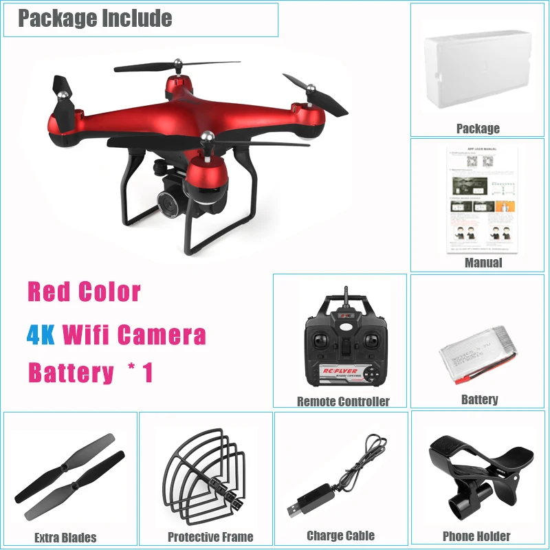 Радиоуправляемый Дрон с камерой 4K HD 1080P Wifi FPV Qaudcopter селфи Дрон с воздушным давлением фиксированный Hieght вертолет 25 минут летающие радиоуправляемые игрушки подарок - Цвет: Red 4K Bat 1