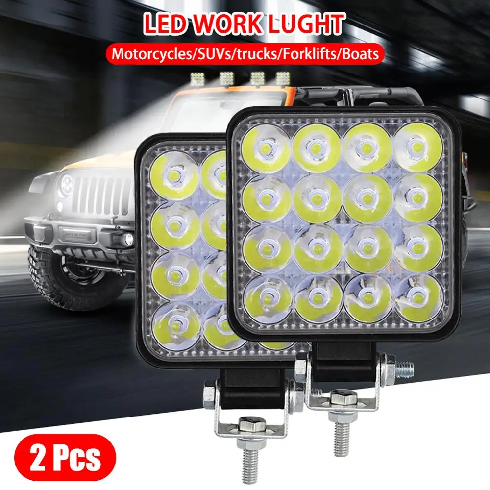 

48W LED Work Light 6000K Auto led lamp light bulb 12V 24V Square Work Light Driving Fog Lamp Spotlight For Car Truck SUV 4WD