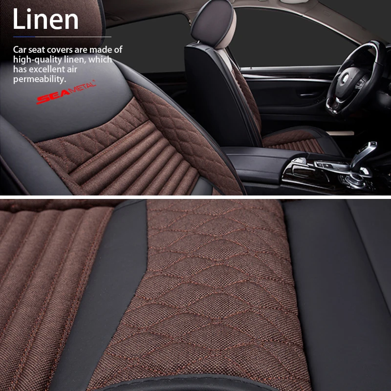 SEAMETAL Nappa Leder Auto Sitzbezüge Vorne Hinten Luxus Sitzkissen  Protector Airbag Compitable mit Lenden Unterstützung Kissen