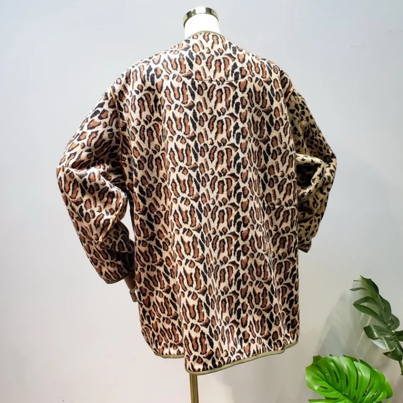 [EWQ] Autumn New Full Sleeve Leopard Imitation Fur Trend Coat Korean Style Fashion Plus Size Mink Cashmere Coats 19N-a179