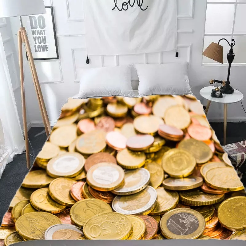 

Gold Coin Pattern Home Sofa Blanket, Bed Quilt and Outdoor Travel Blanket