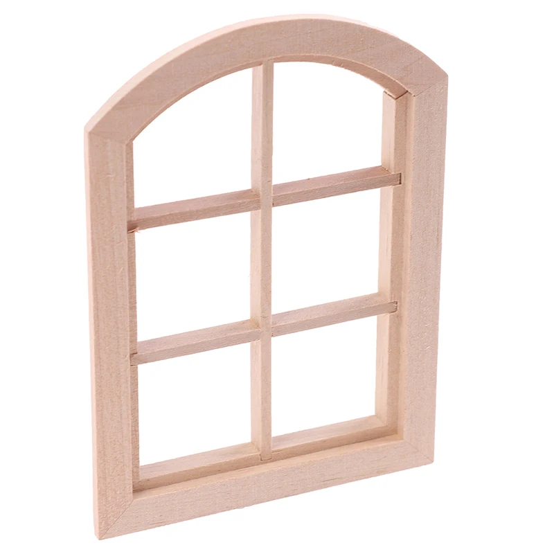 Hot sale 1:12 Dollhouse Arc Window Six squares Wooden Miniature Part | Игрушки и хобби