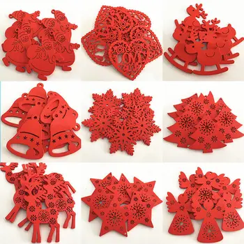 

10Pcs Santa Deer Natural Wood with 2M Rope Christmas Tree Ornament Pendant Hanging Craft Xmas Party Decor Home Decoration 62859
